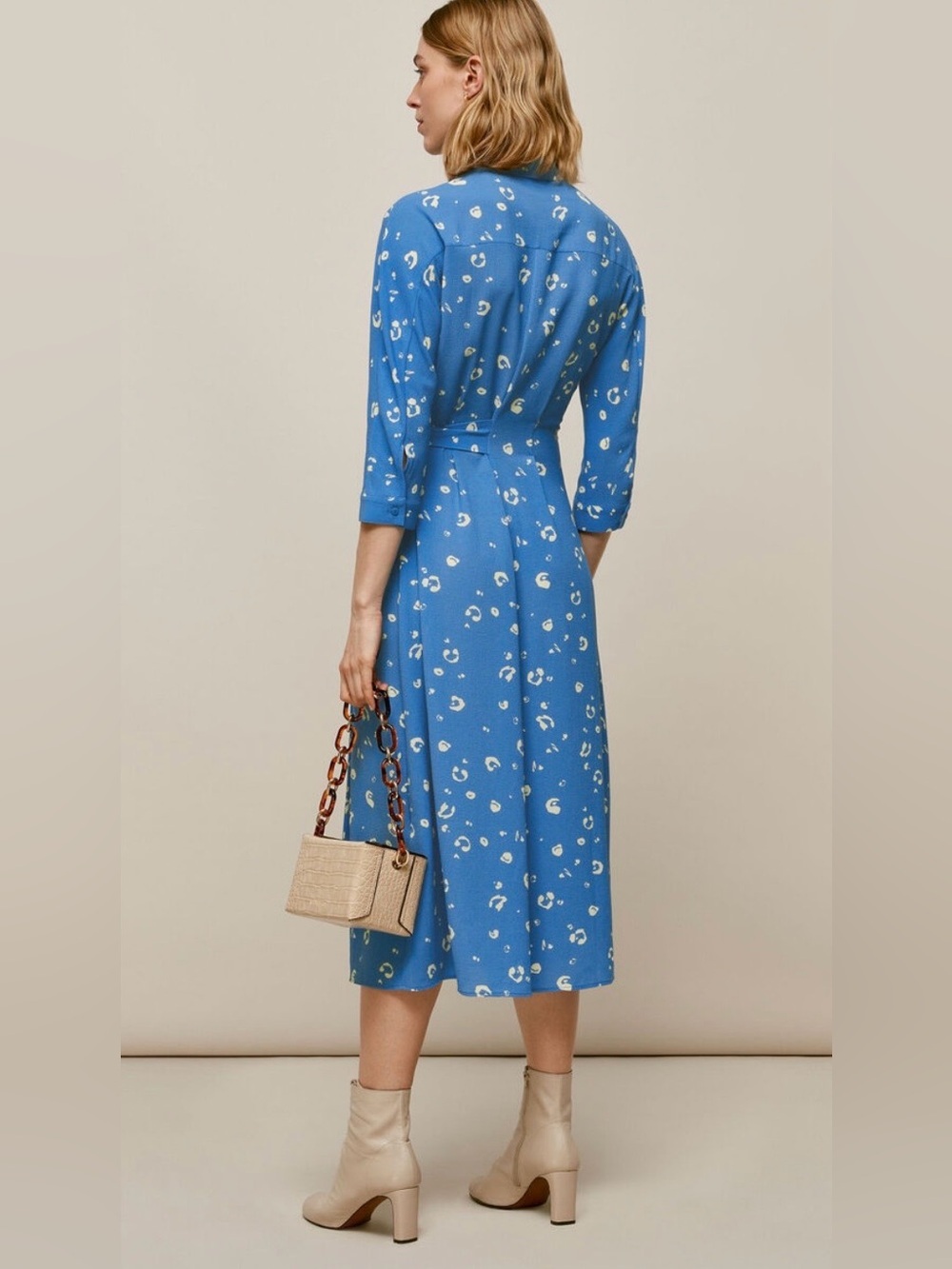 WHISTLES Blue Watercolour Animal Dress size 12 - Picture 2 of 10